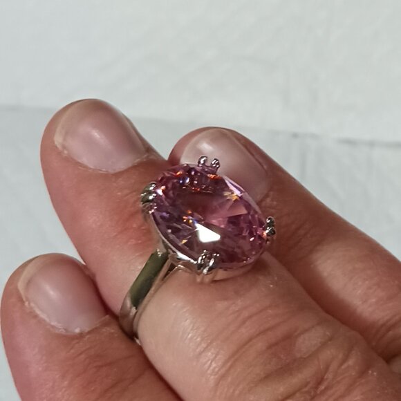 NWOT Large Pink Sapphire Statement Cocktail Ring Size 10.75 - Picture 2 of 15